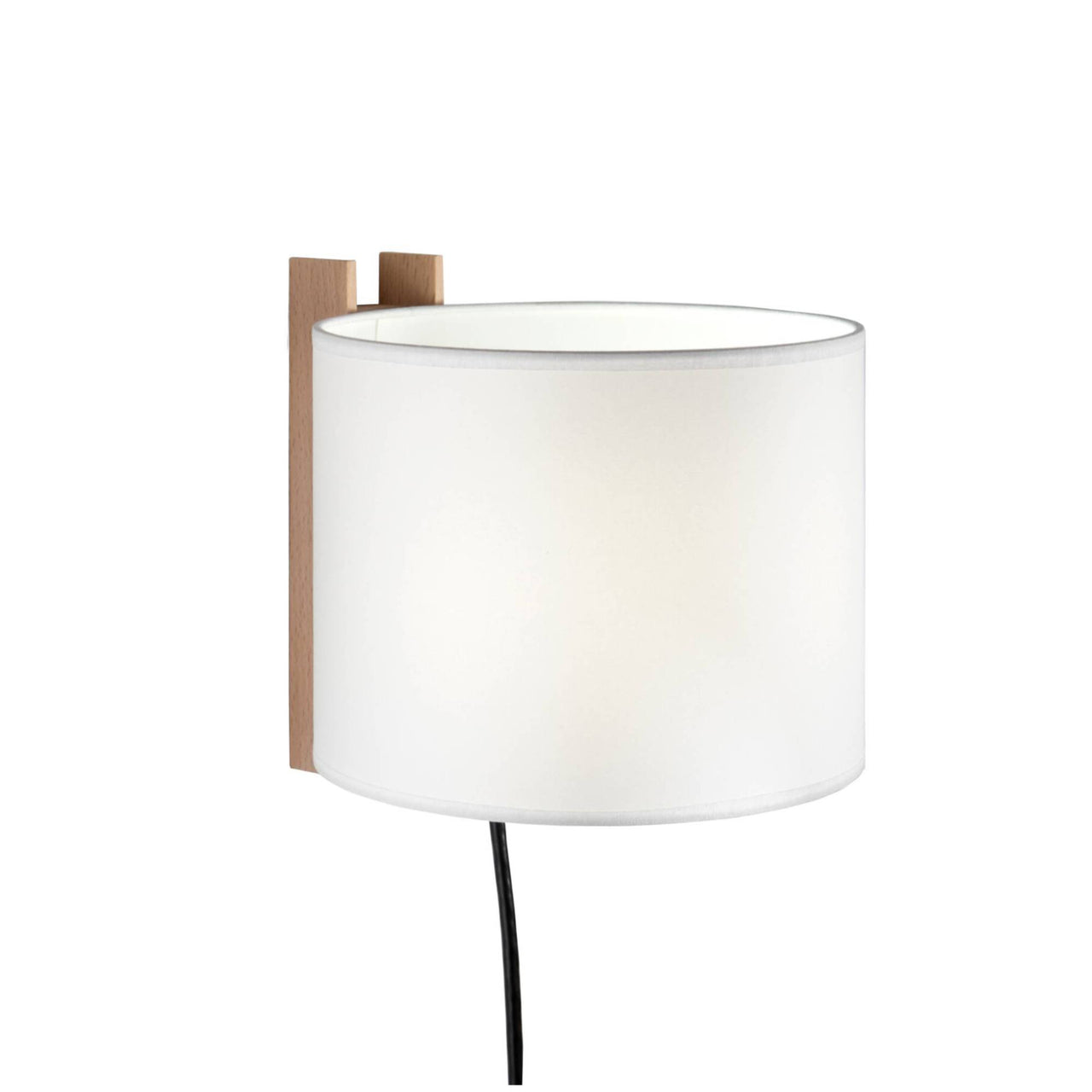 TMM Wall Lamp: Short + White + Beech + With Plug
