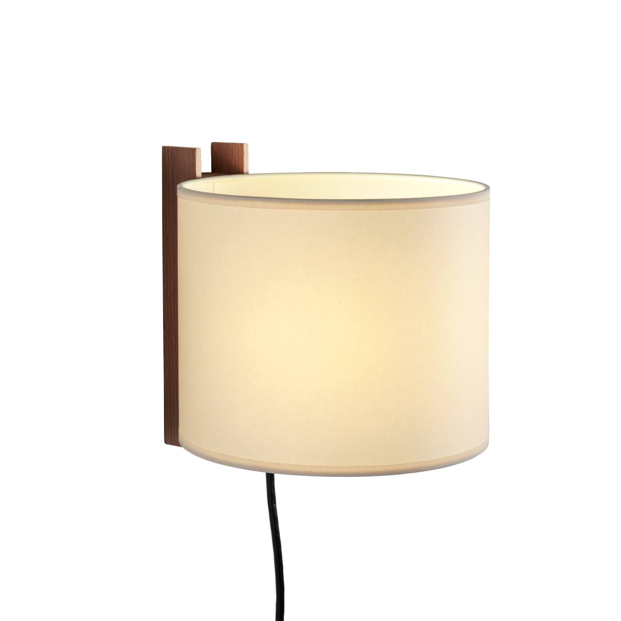 TMM Wall Lamp: Short + Beige + Walnut + With Plug
