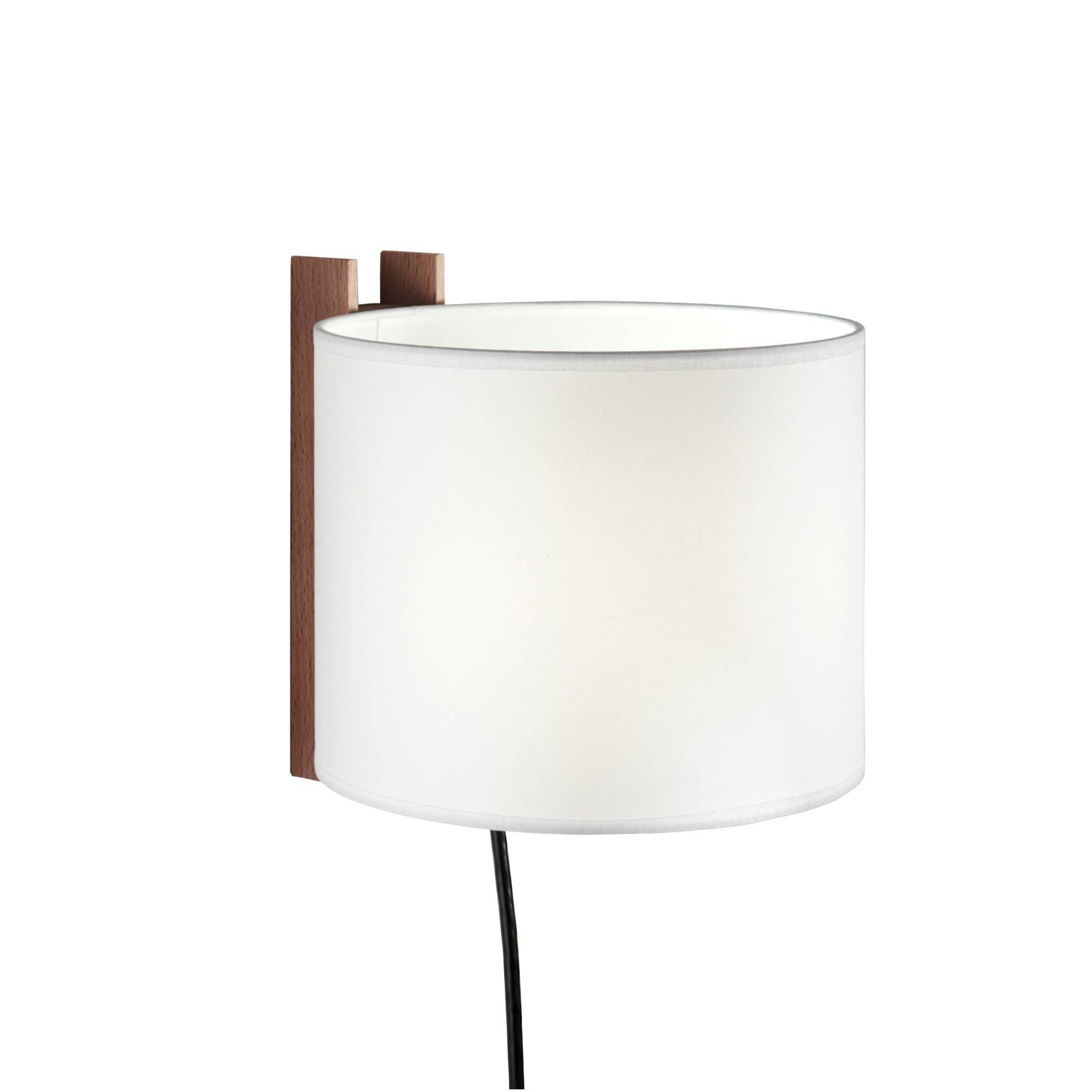 TMM Wall Lamp: Short + White + Walnut + With Plug