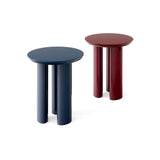Tung Side Table JA3: Steel Blue + Burgundy Red