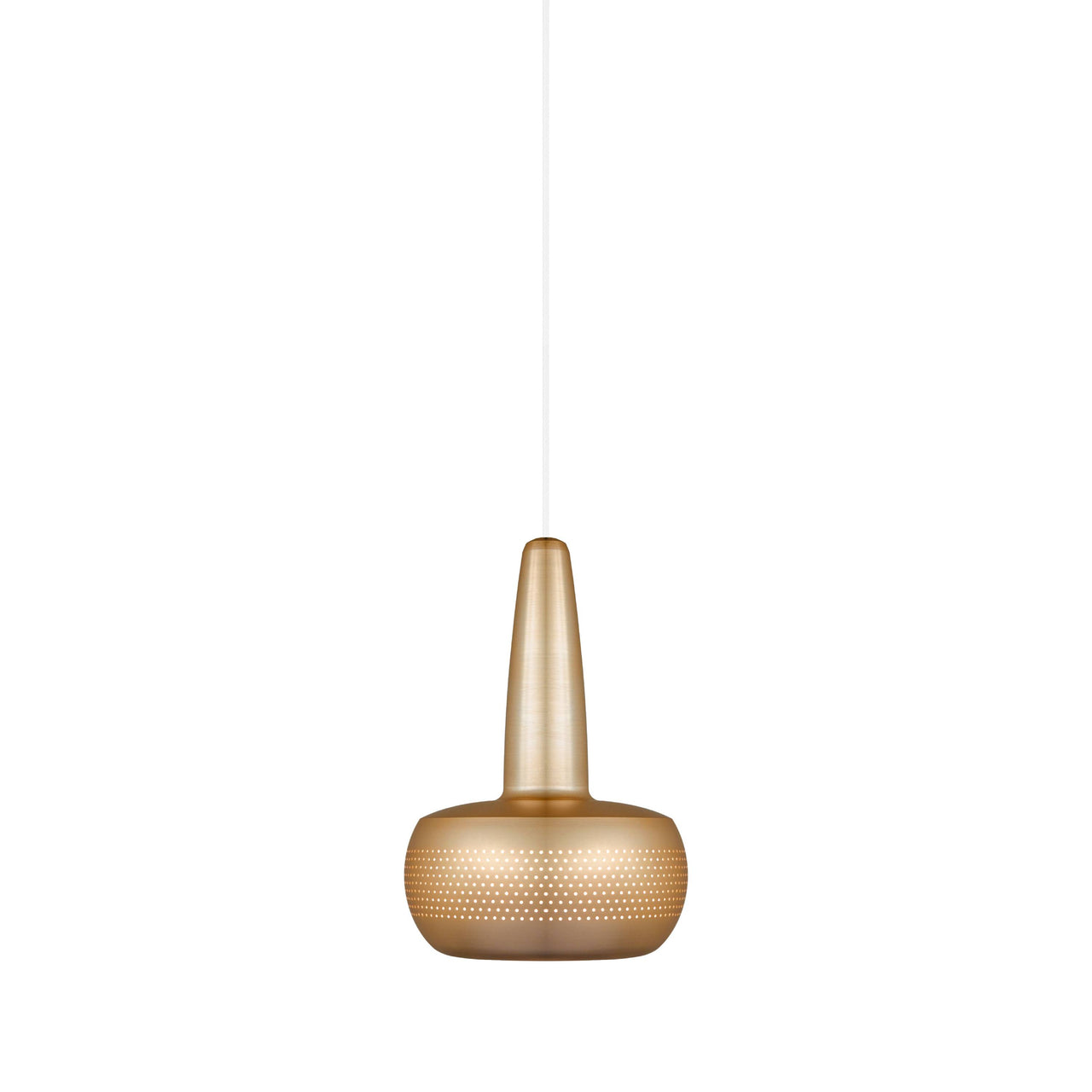 Clava Pendant: Brushed Brass + White + Plug-in