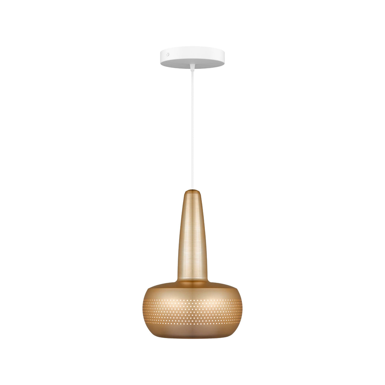 Clava Pendant: Brushed Brass + White + Canopy