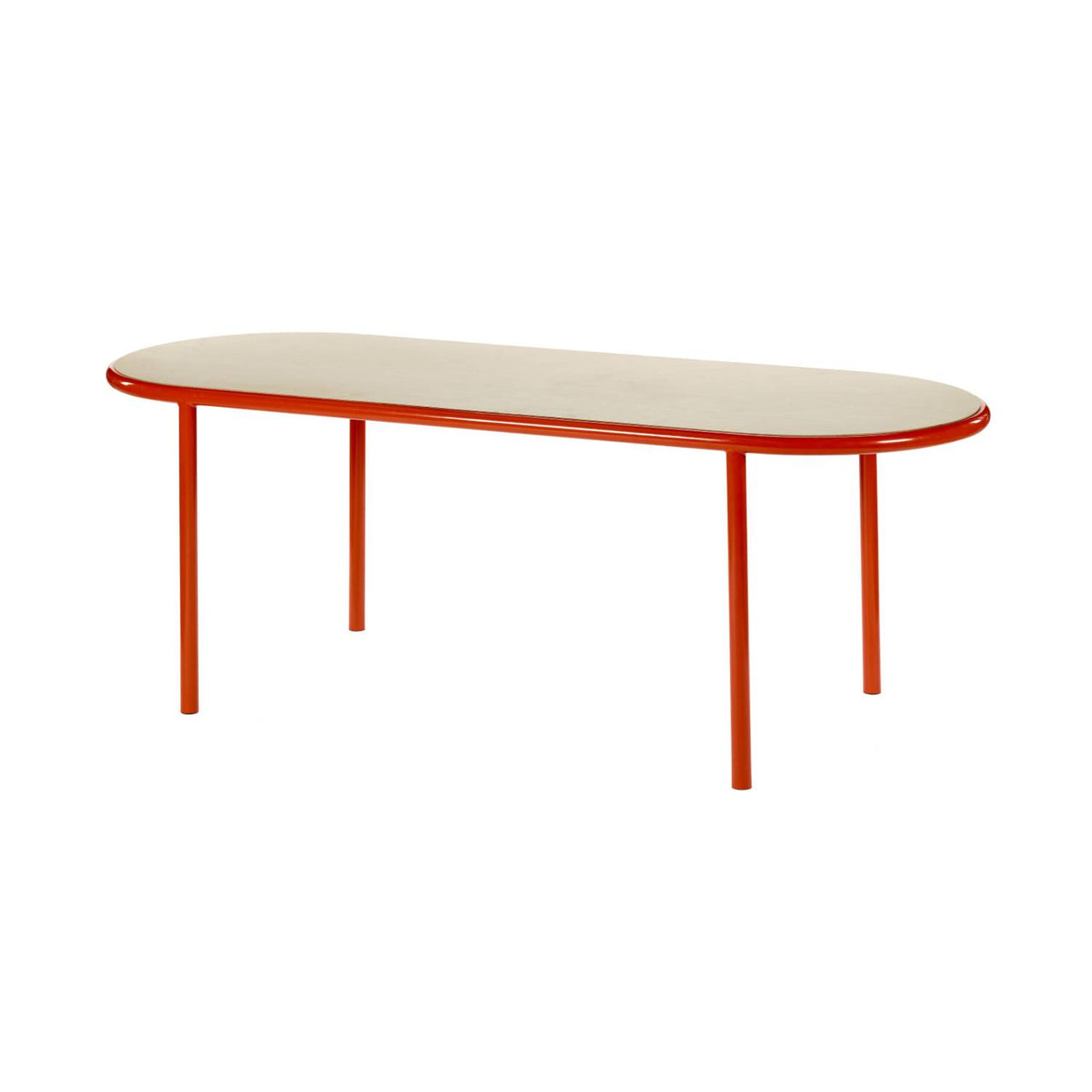 Wooden Table: Oval + Birch + Red