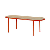 Wooden Table: Oval + Oak + Red