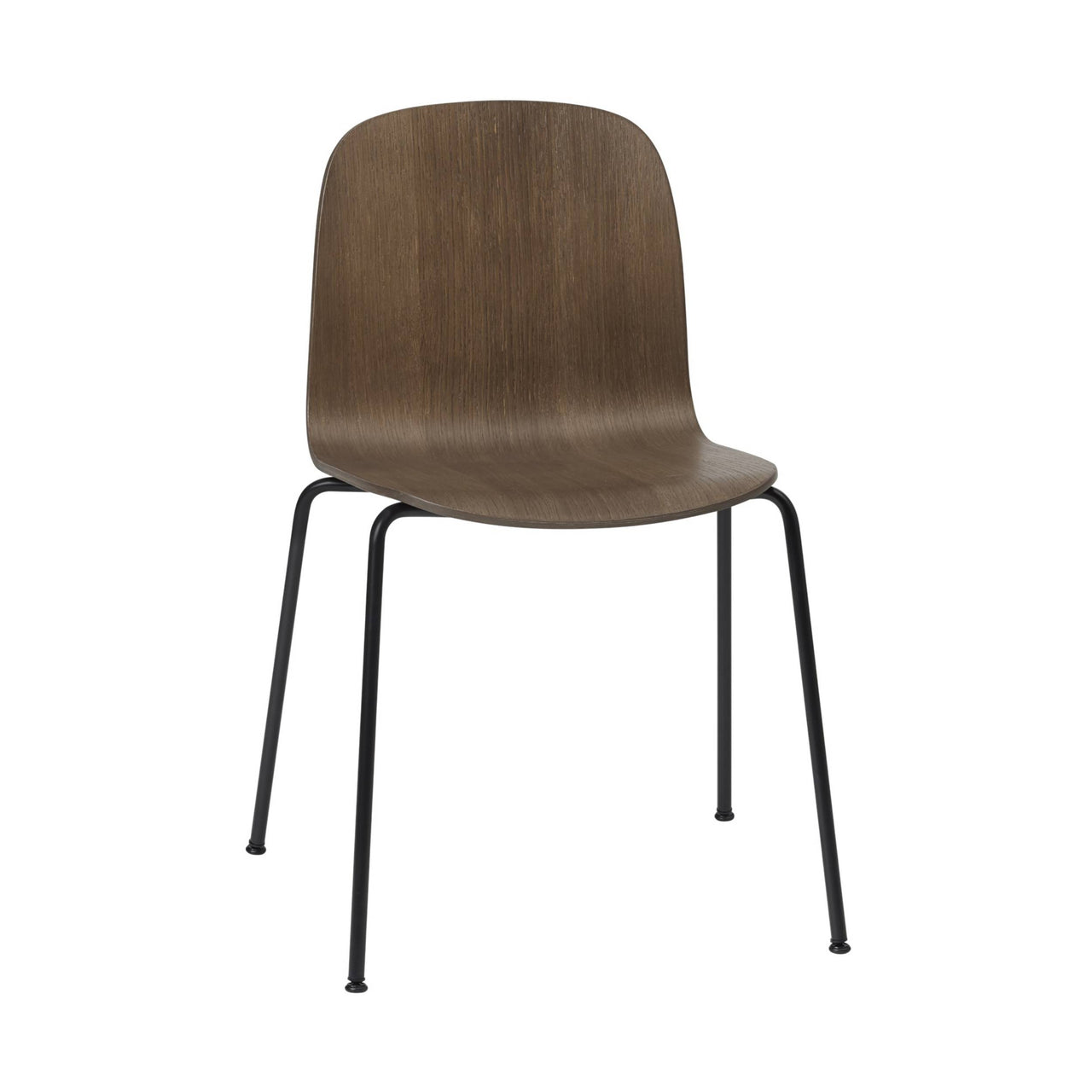 Visu Chair: Tube Base + Black + Stained Dark Brown