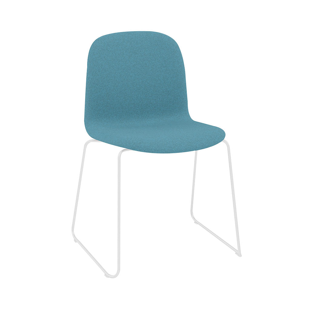 Visu Chair: Sled Base + Upholstered + White