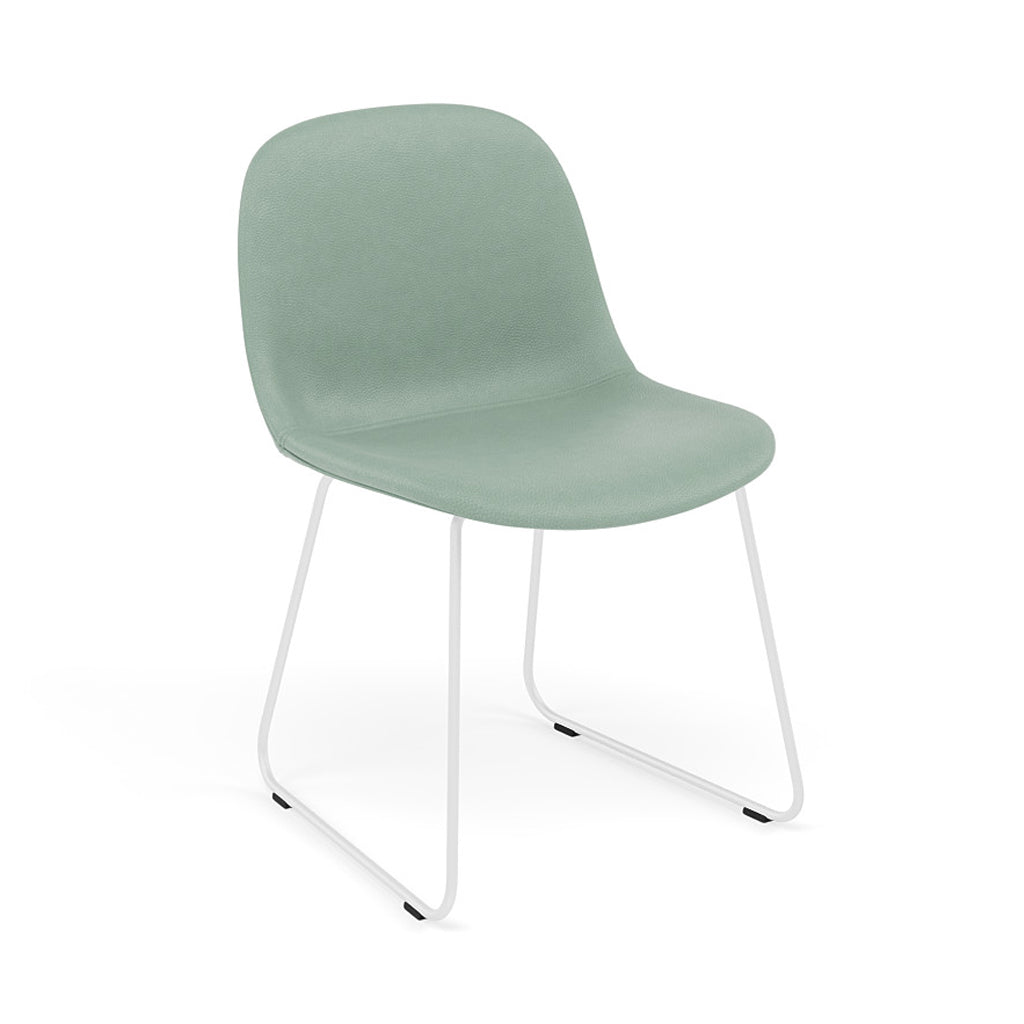 Fiber Side Chair: Sled Base + Recycled Shell + Upholstered + White