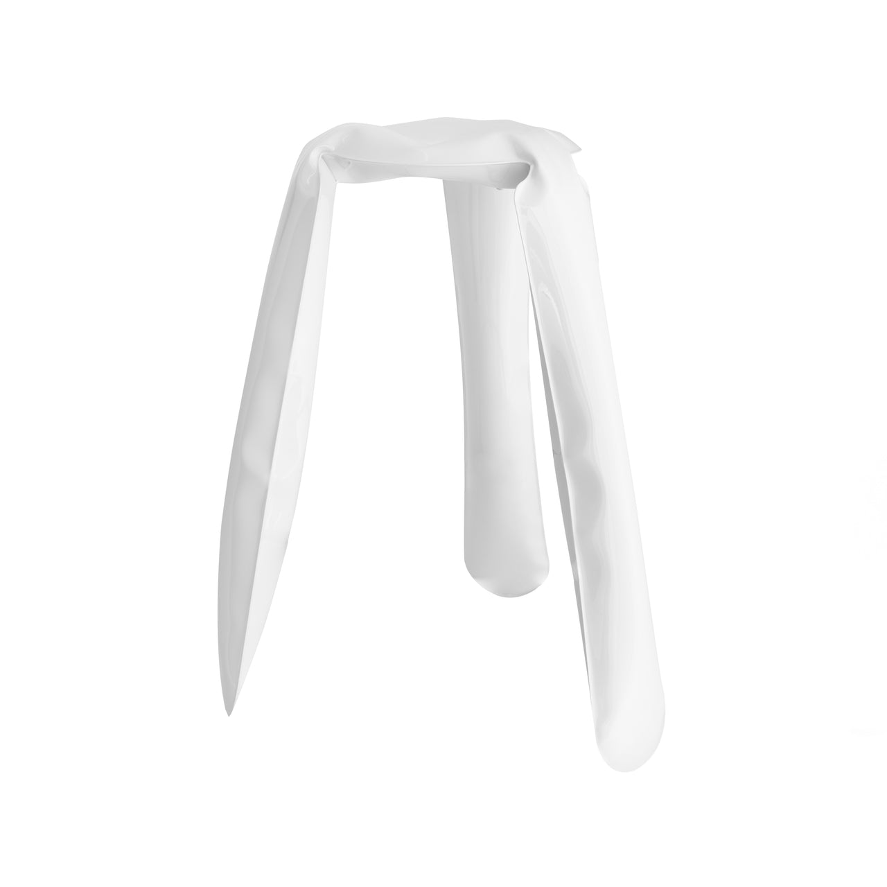 Plopp Kitchen Stool: White Glossy + Carbon Steel