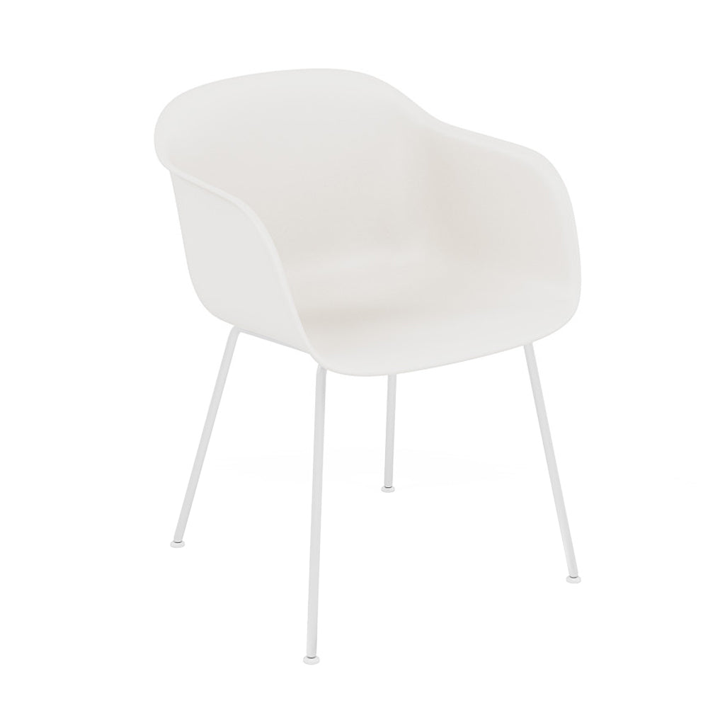 Fiber Armchair: Tube Base + Recycled Shell + White + Natural White