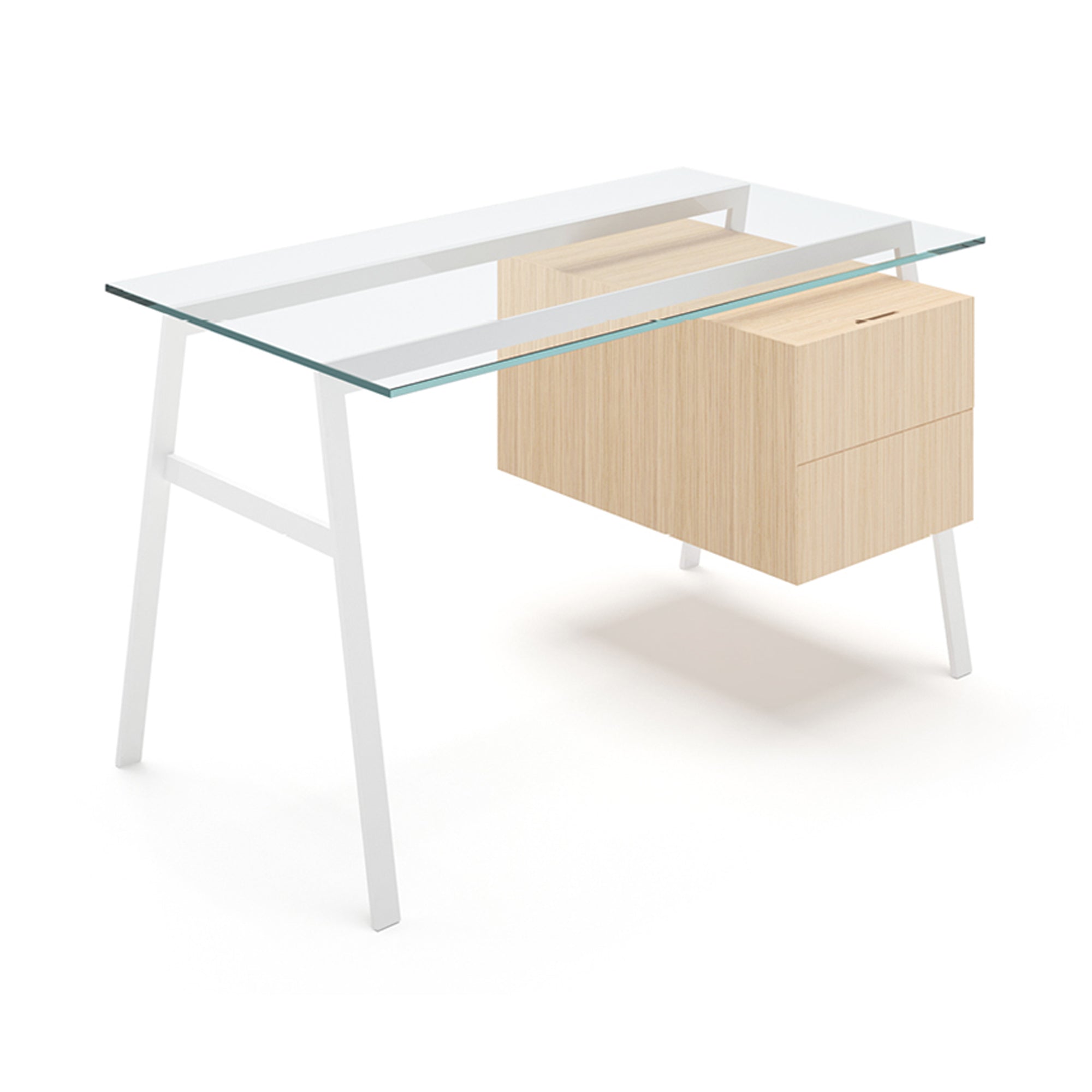 Homework 1 Desk: Double Drawer Right + White + Oak + Glass
