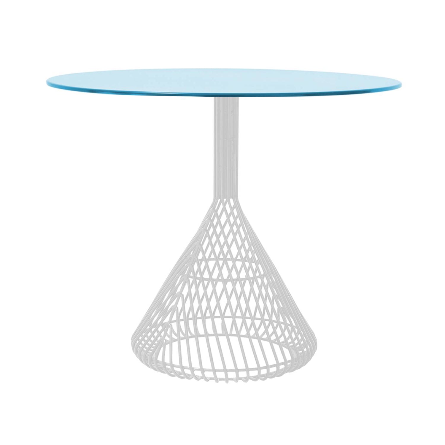 Bistro Dining Table: White + Peacock Blue Metal