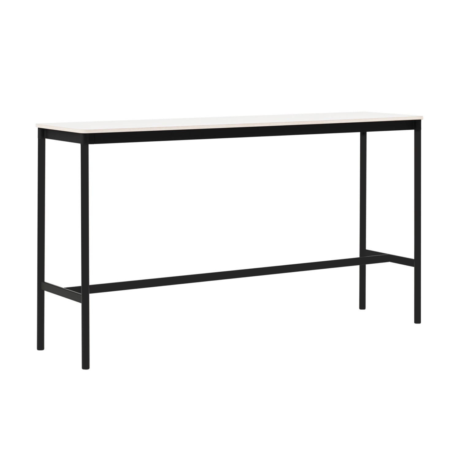 Base High Table: White Laminate + Plywood Edge + Black