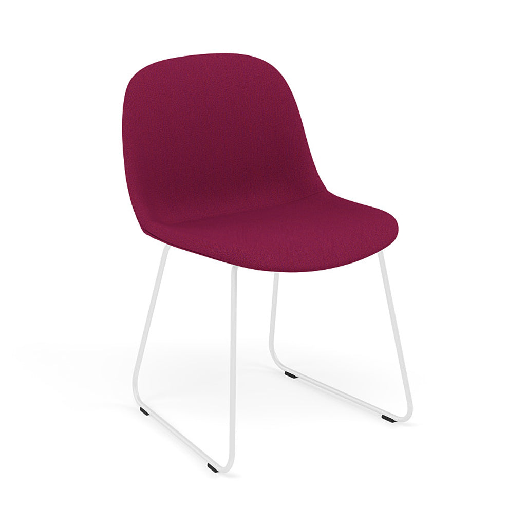 Fiber Side Chair: Sled Base + Recycled Shell + Upholstered + White