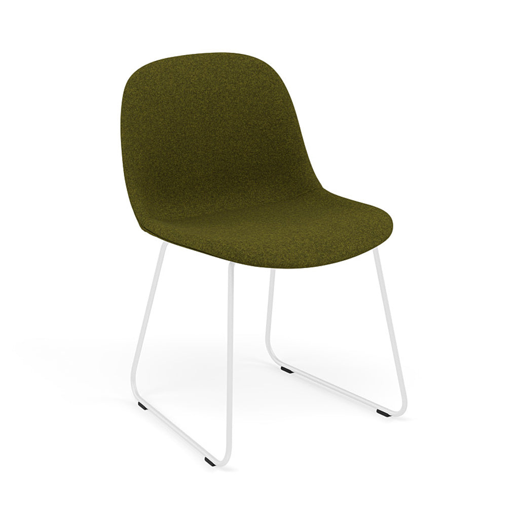 Fiber Side Chair: Sled Base + Recycled Shell + Upholstered + White