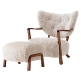 Wulff Lounge Chair ATD2 + Pouf ATD3: Walnut + Sheepskin Moonlight