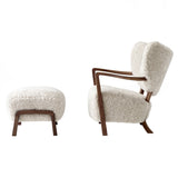 Wulff Lounge Chair ATD2 + Pouf ATD3: Walnut + Sheepskin Moonlight