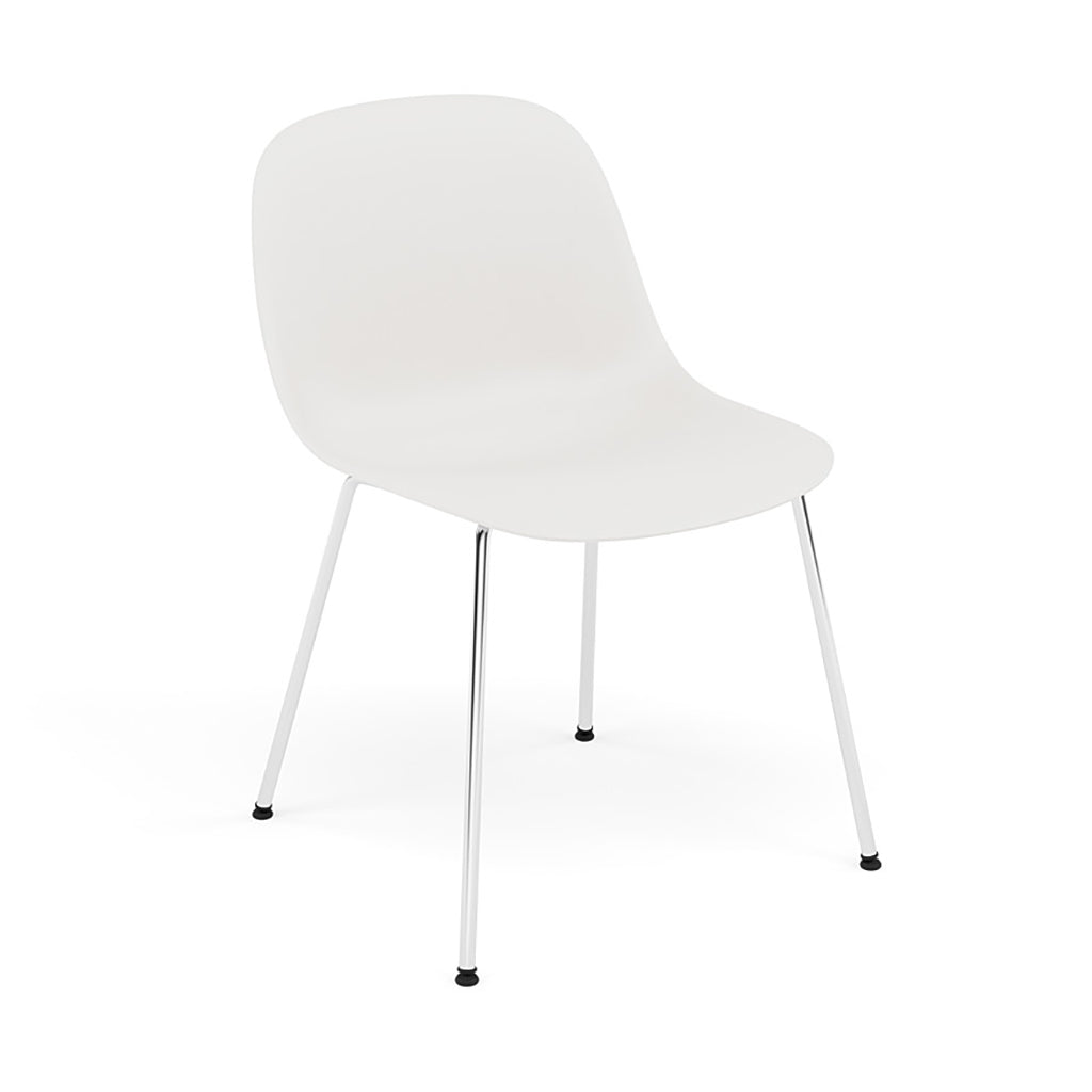 Fiber Side Chair: Tube Base + Recycled Shell + Chrome + Natural White