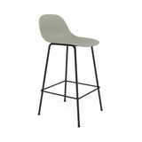 Fiber Bar + Counter Stool with Backrest: Tube Base + Counter + Anthracite Black + Dusty Green