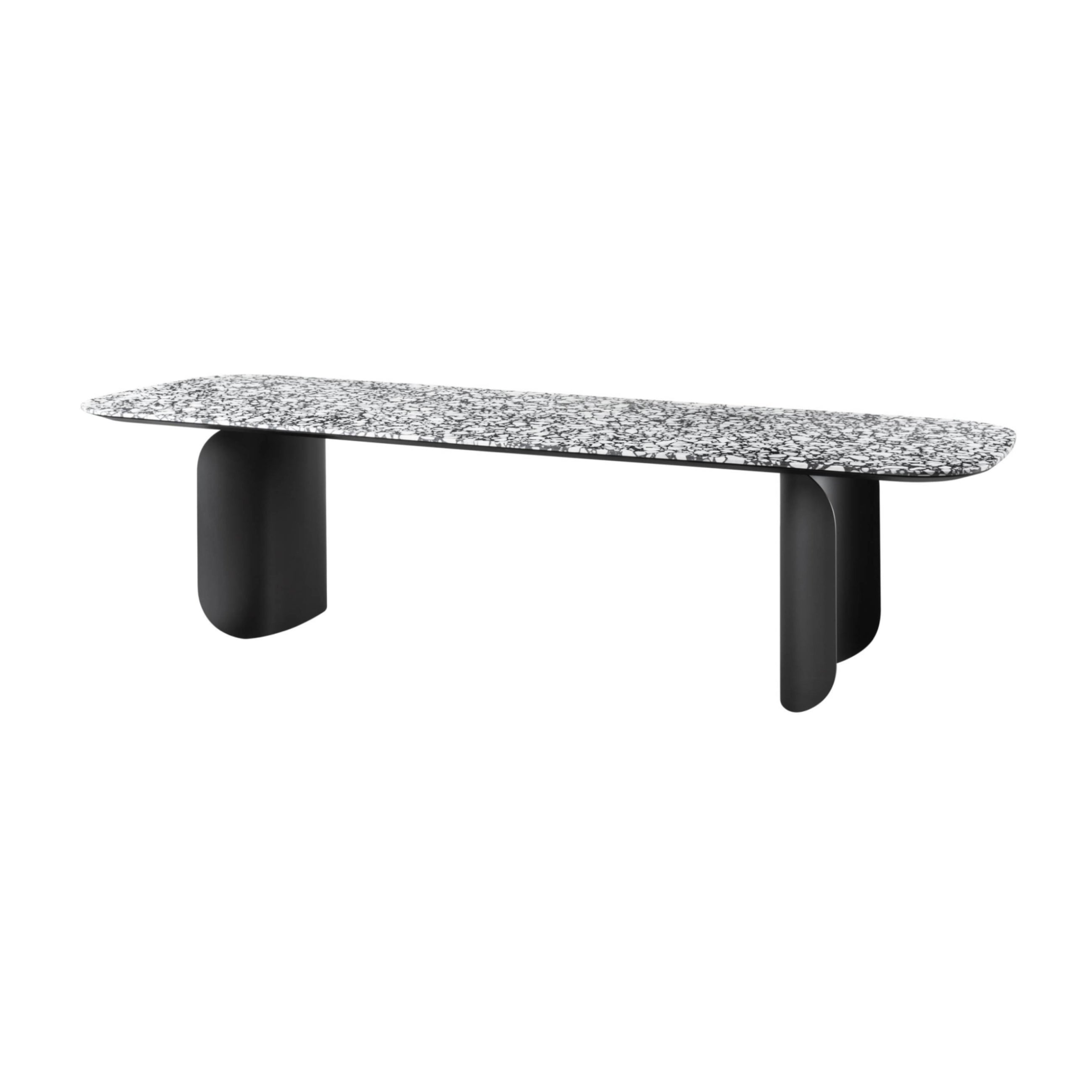 Barry Rectangular Table: Large + Palladio Moro Marble + Lacquered Black