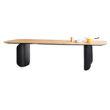 Barry Rectangular Table: Large + Flamed Oak + Lacquered Black