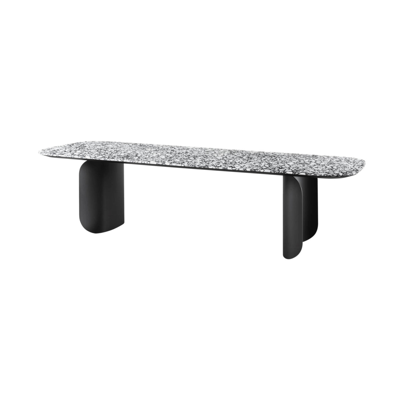 Barry Rectangular Table: Medium + Palladio Moro Marble + Lacquered Black