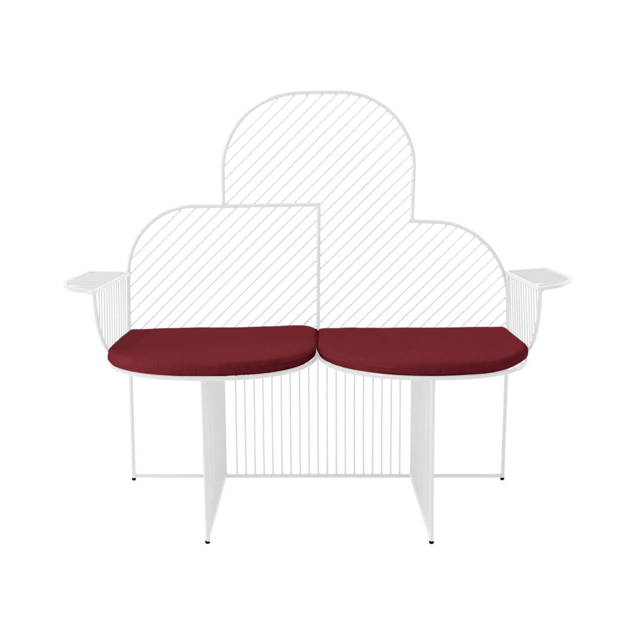 Cloud Bench: White + Burgundy  Seat Pad
