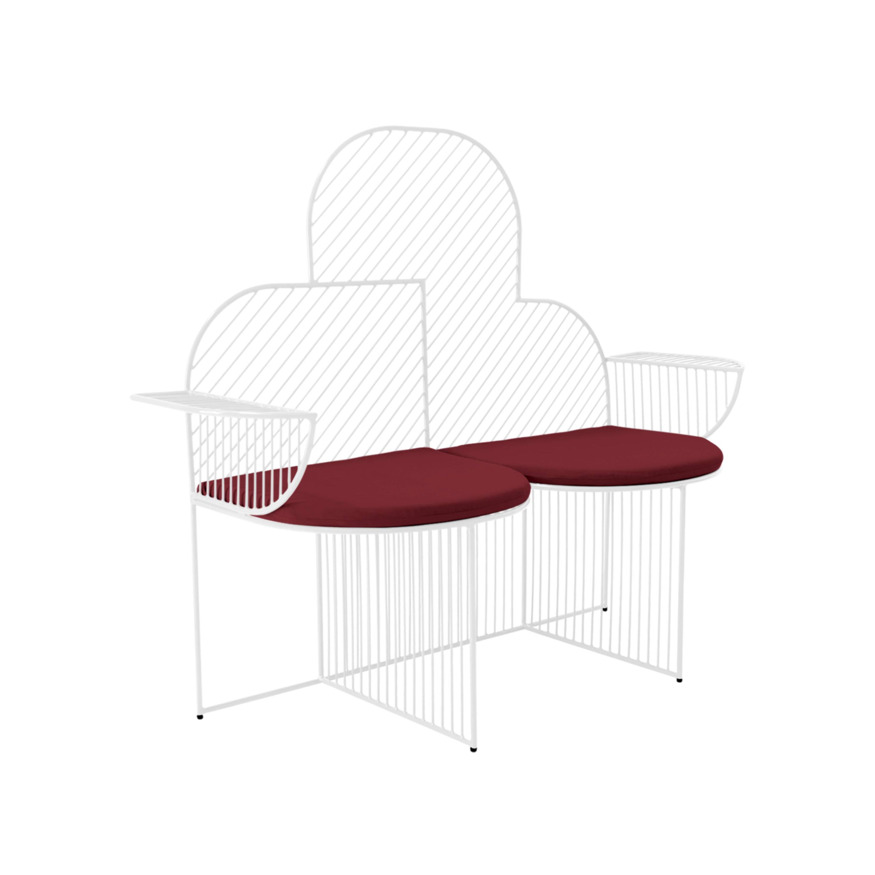 Cloud Bench: White + Burgundy  Seat Pad