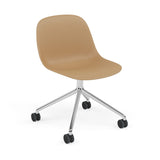 Fiber Side Chair: Swivel Base with Castors + Recycled Shell + Polished Aluminum + Ochre