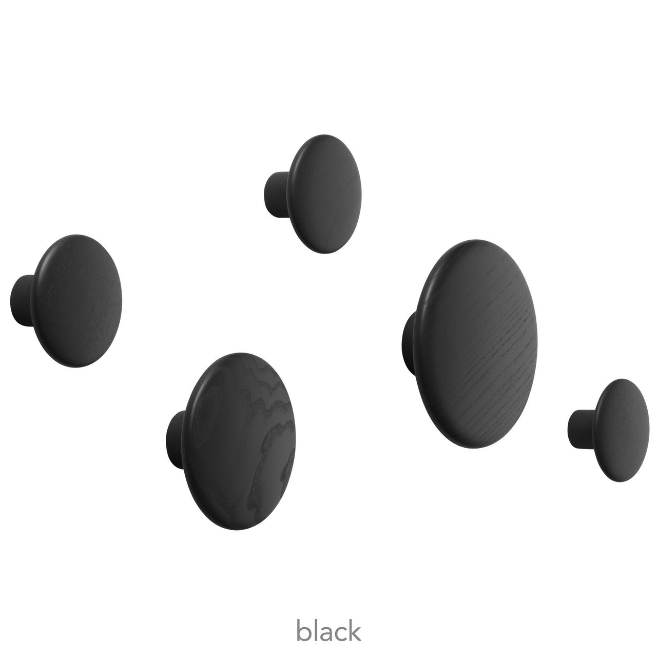 The Dots Wall Hooks: Mixed Set of 5 + Black 