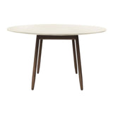 Incha Table: Round + Pearl + Walnut Stained Beech