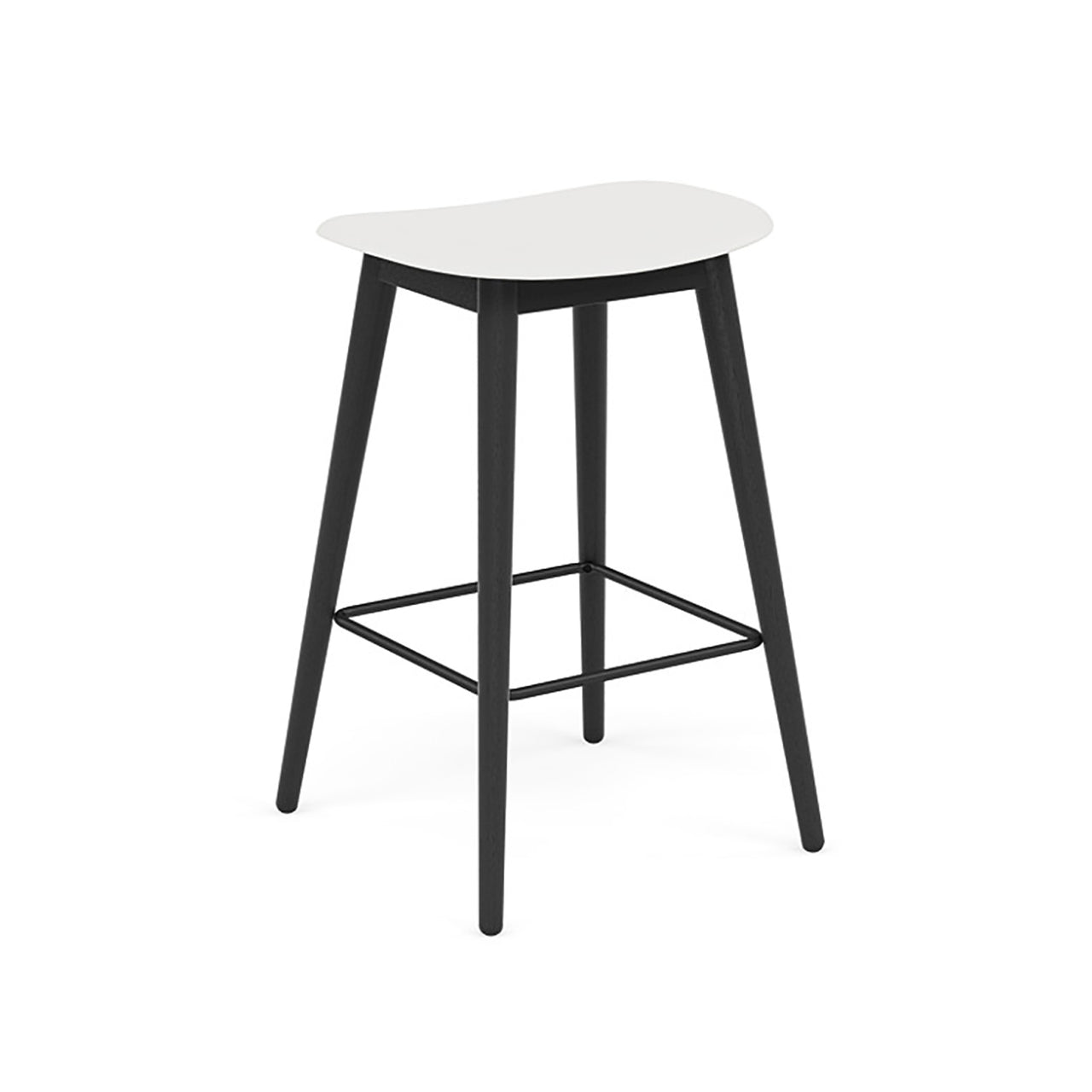 Fiber Bar + Counter Stool: Wood Base + Counter + Black + Natural White