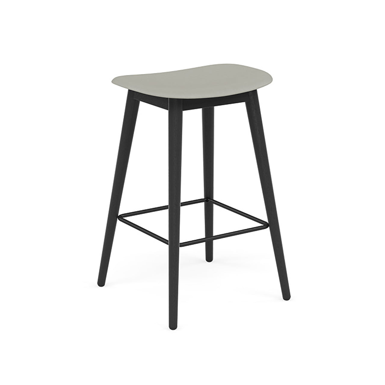 Fiber Bar + Counter Stool: Wood Base + Counter + Black + Grey