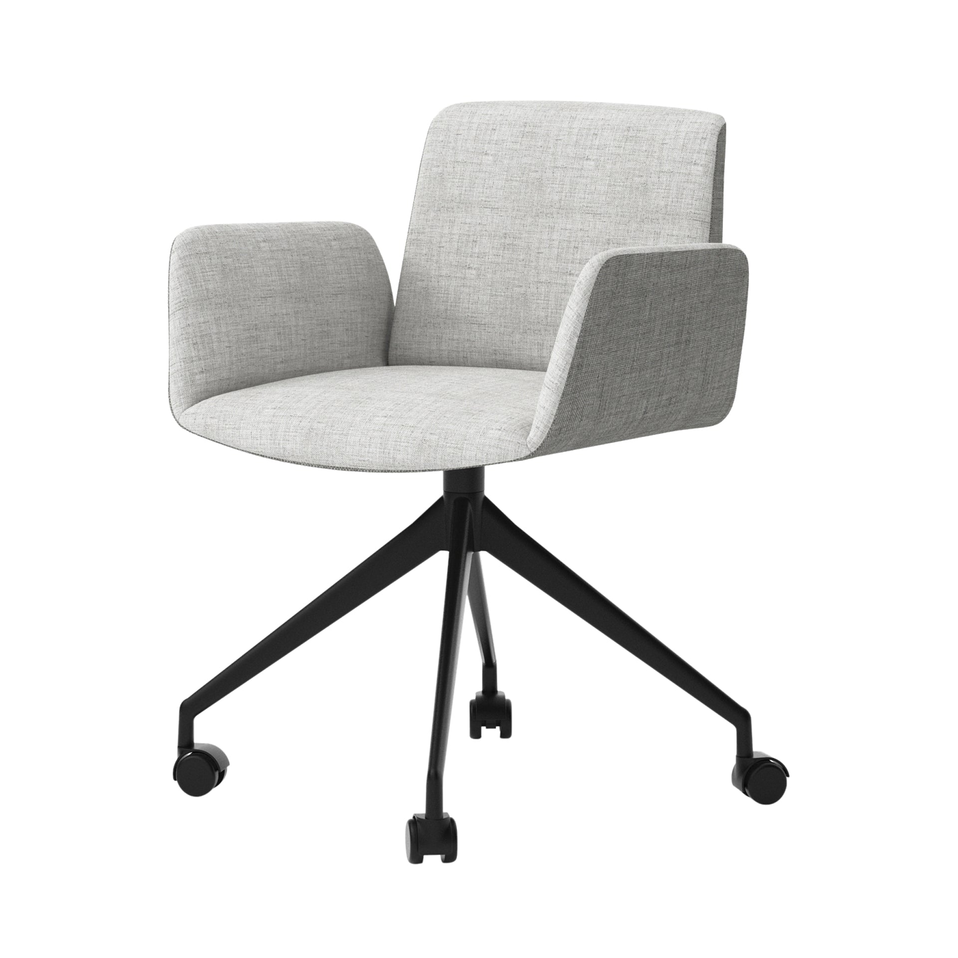 Hug 4 Star Swivel Base Chair: Fully Upholstered + Caster + Black