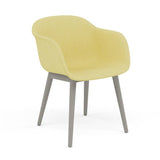 Fiber Armchair: Wood Base + Recycled Shell + Upholstered + Grey