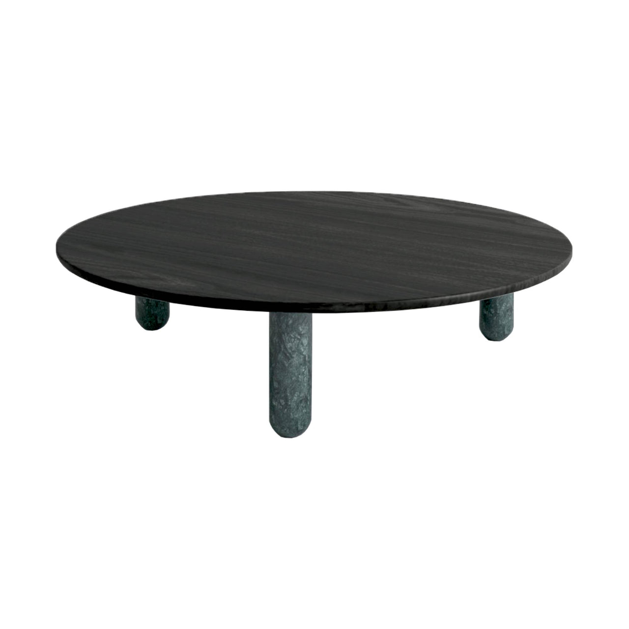 Sunday Coffee Table: Round + Indian Green Marble + Black Stained Wood