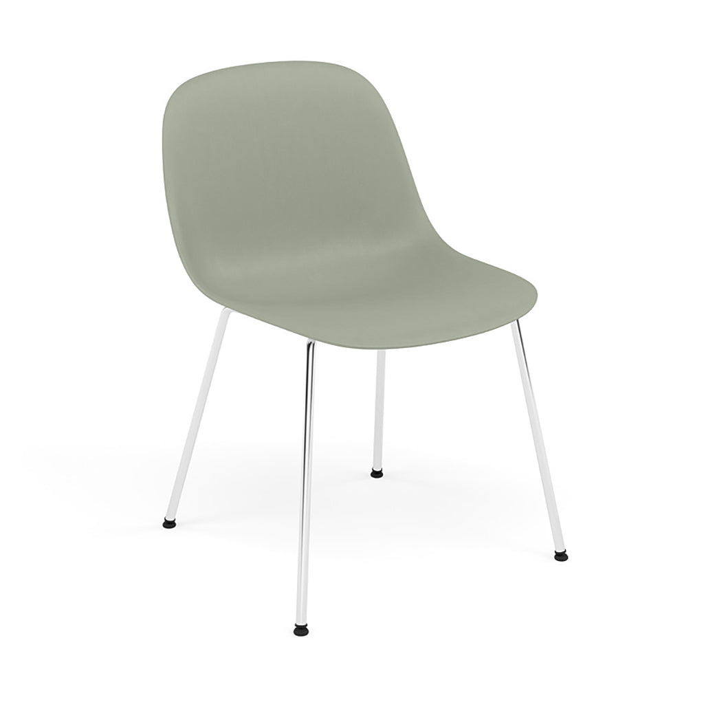 Fiber Side Chair: Tube Base + Recycled Shell + Chrome + Dusty Green