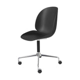 Beetle Meeting Chair: 4-Star Swivel Base with Castors + Black + Polished Aluminum + Black Matt