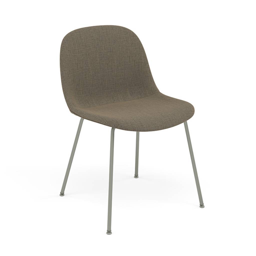 Fiber Side Chair: Tube Base + Upholstered +  Dusty Green