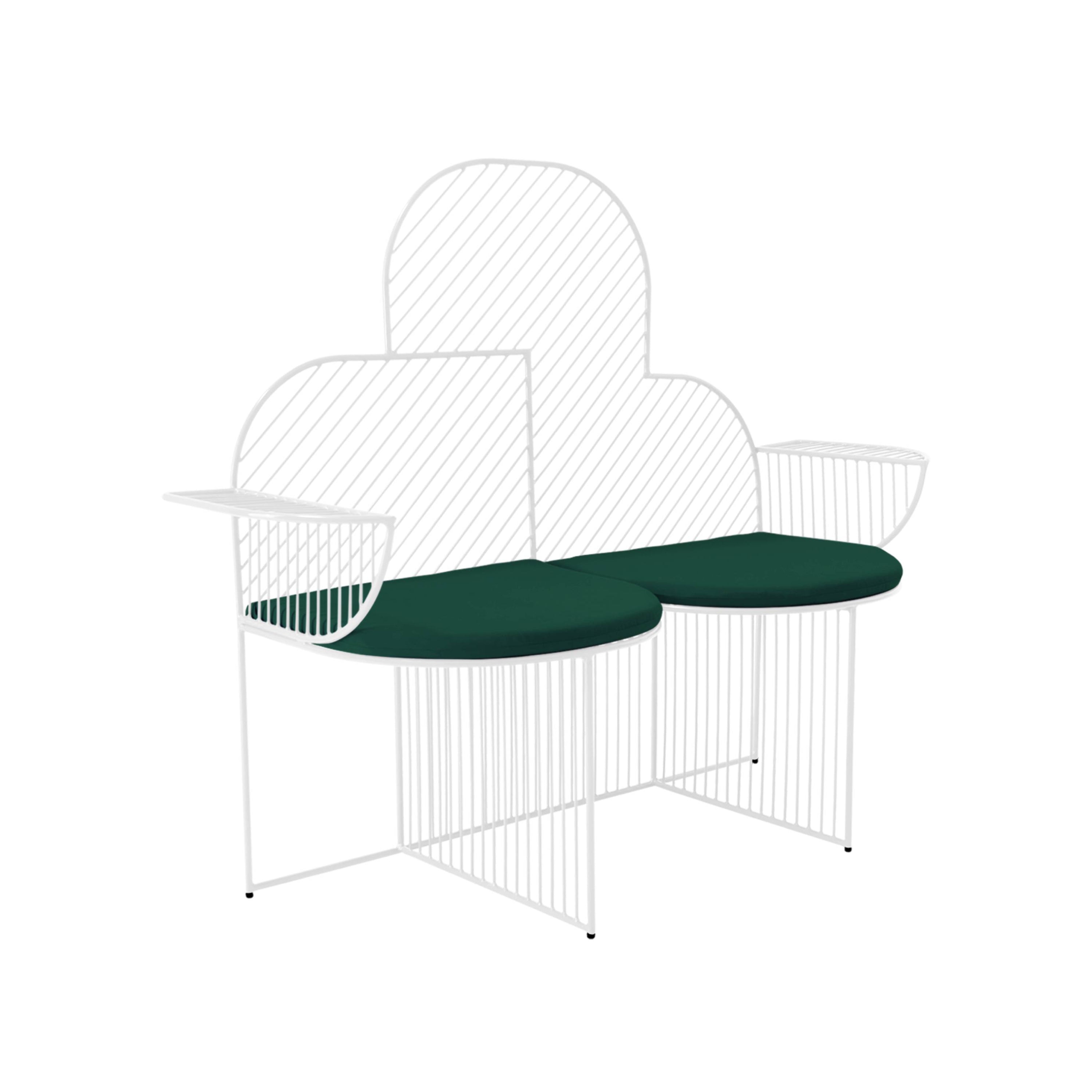 Cloud Bench: White + Forest Green Seat Pad