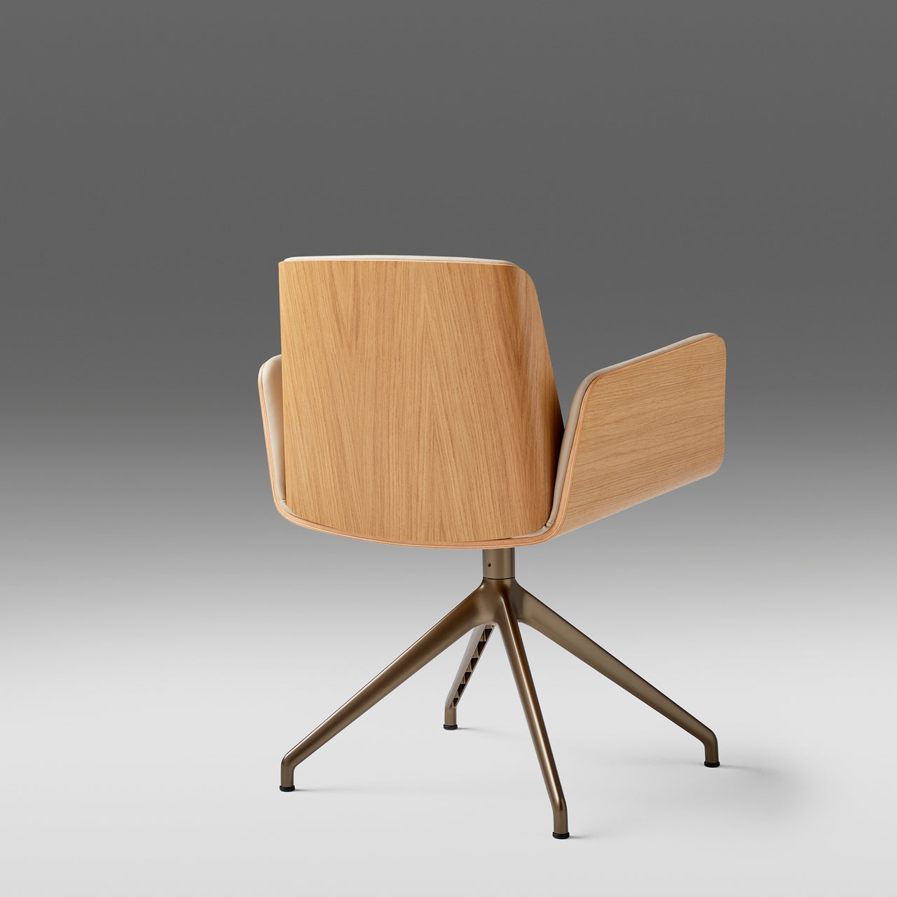 Hug 4 Star Swivel Base Chair: Wood Back + Front Upholstered