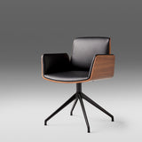 Hug 4 Star Swivel Base Chair: Wood Back + Front Upholstered