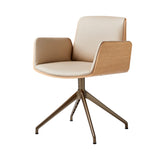 Hug 4 Star Swivel Base Chair: Wood Back + Front Upholstered + Bronze + Super Matte Oak