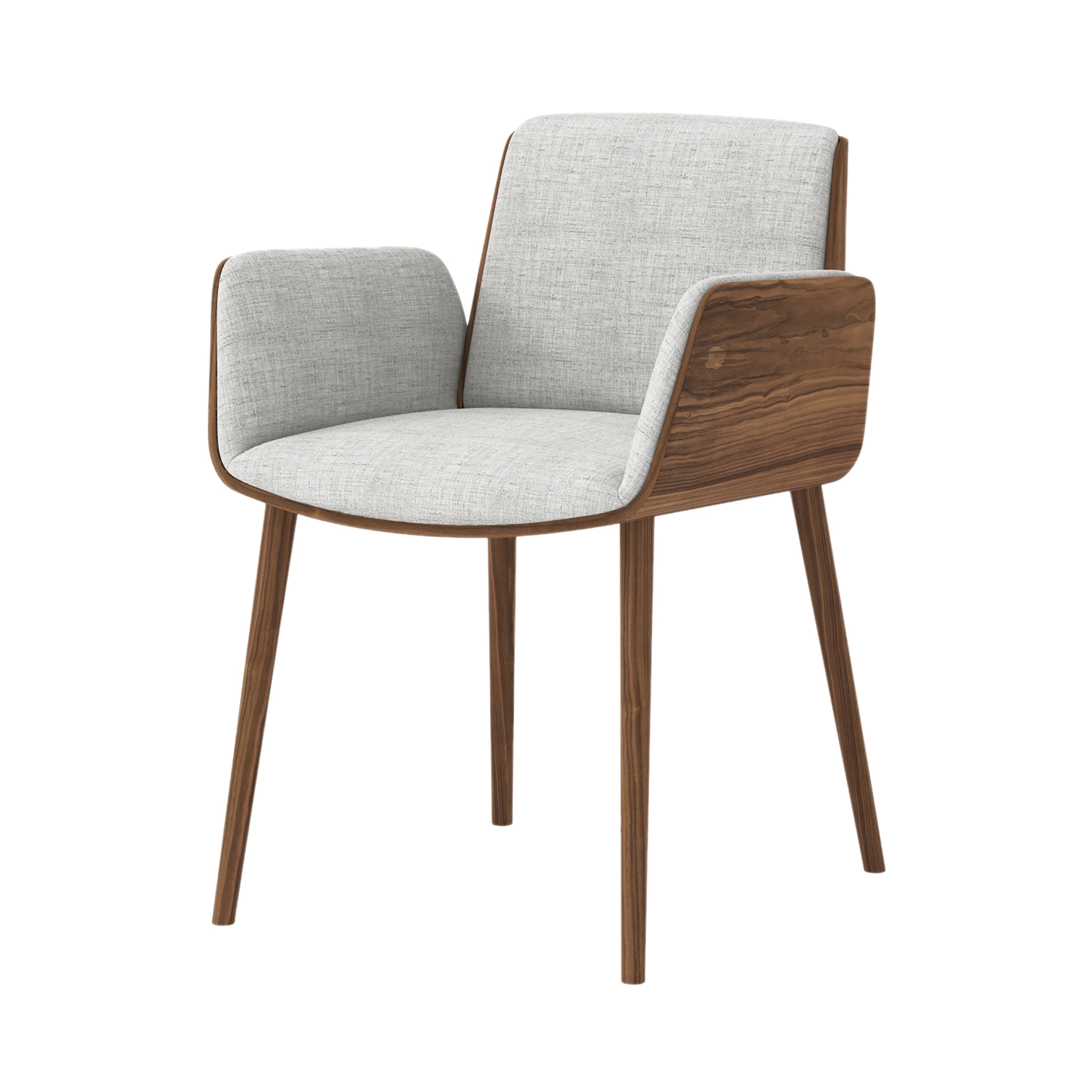 Hug Chair: Front Upholstered + Walnut Stained Walnut