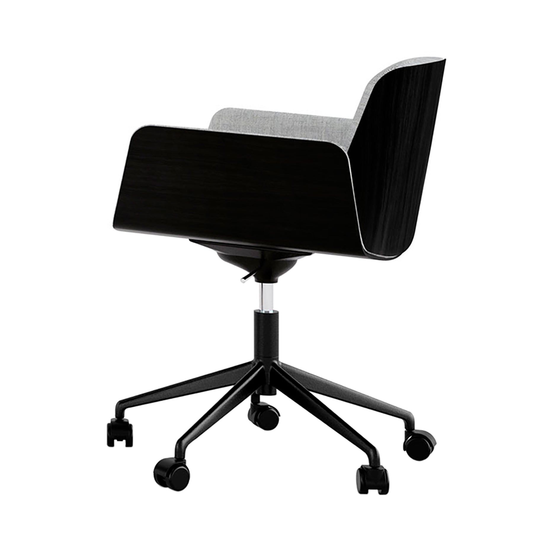 Hug Office Chair: Front Upholstered + Caster + Ebony Stained Oak