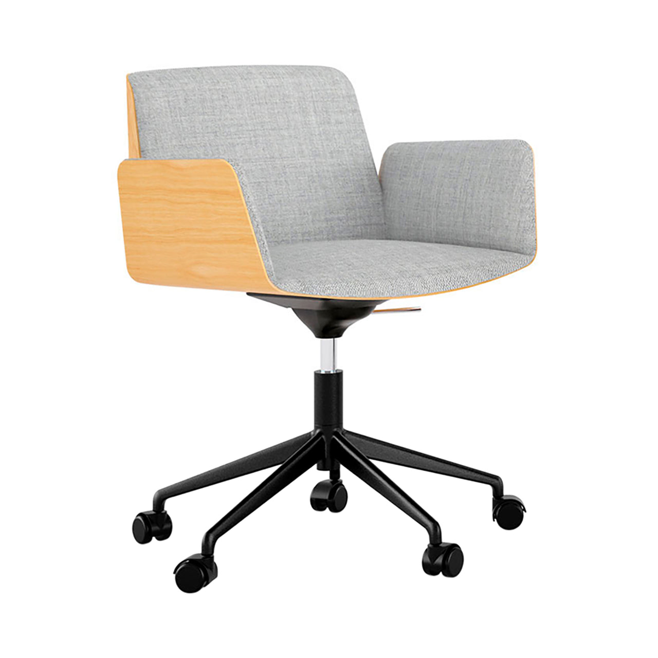 Hug Office Chair: Front Upholstered + Caster + Super-Matt Oak