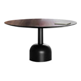 Illo Large Round Dining Table: Canaletto Walnut + Lacquered Black + Lacquered Black