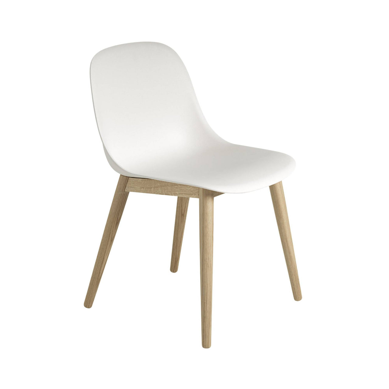 Fiber Side Chair: Wood Base + Recycled Shell + Natural White + Oak