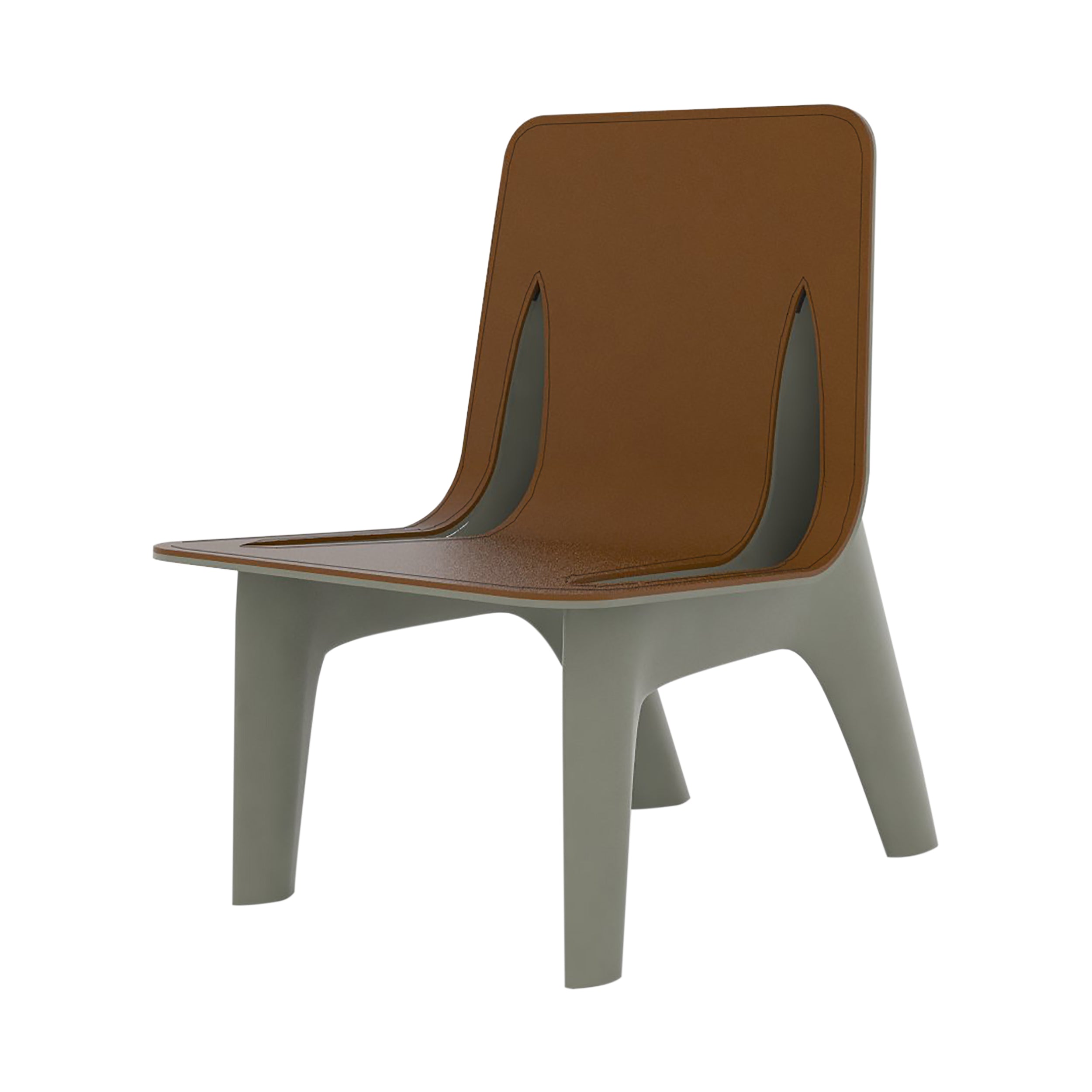 J-Chair: Leather Seat + Aluminum + Beige Grey