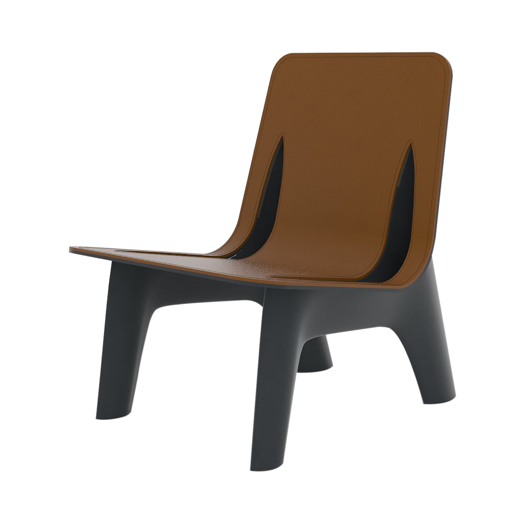 J-Chair Lounge: Leather Seat + Aluminum + Graphite Grey + Brown