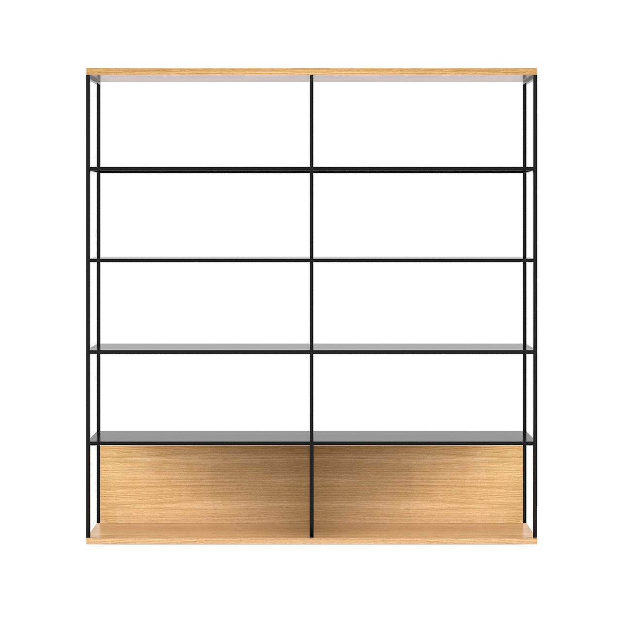 Literatura Open Shelf: Composition 3 + Low + Whitened Oak + Black + Without Glider Shelf